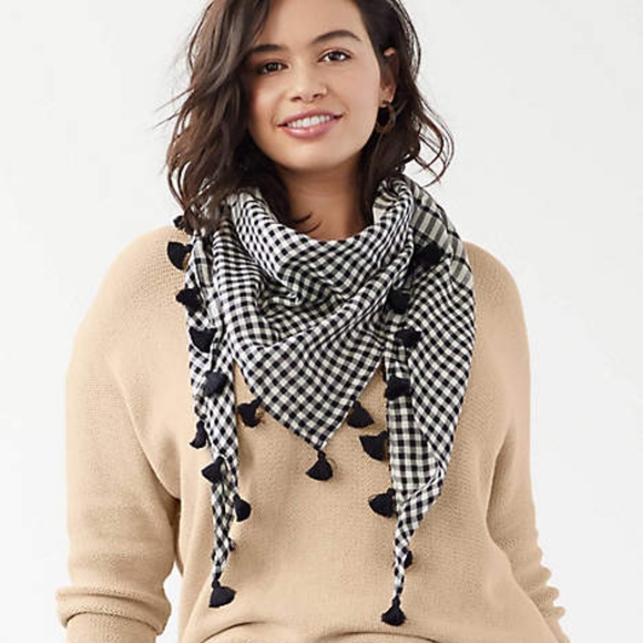 J. Jill Accessories - J. Jill - Gorgeous Gingham Triangle Scarf NWT